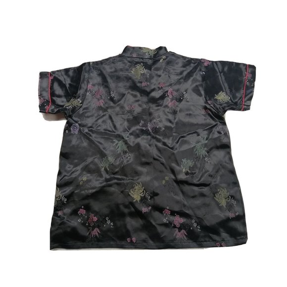 Vintage Golden Bee Kids Black Silk Embroidered Chinese tang Sz 10 - Picture 3 of 5